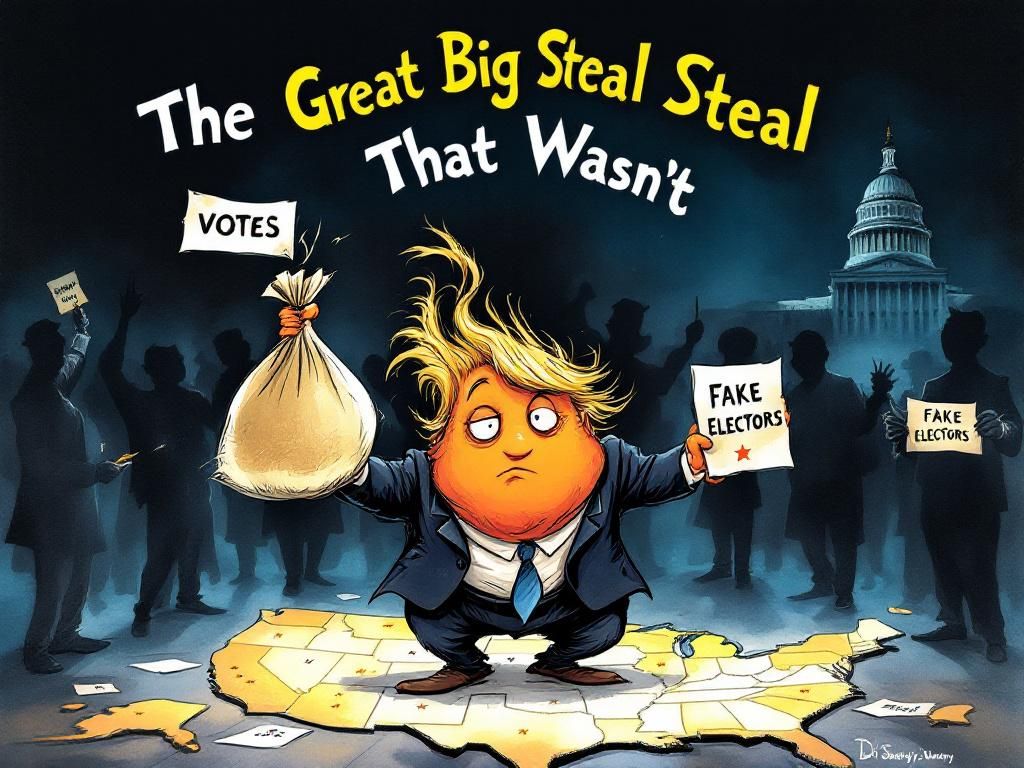 Trumpy-Wumpy and the fake electors scheme, ominous cover illustration